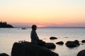 Solnedgång vid havet
